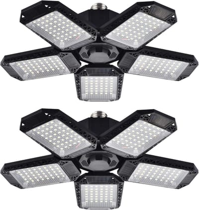 Krachtige LED Garageverlichting (2 stuks) - 120W - 12.000 Lumen - Instelbare Sectoren voor Werkplaats en Winkel