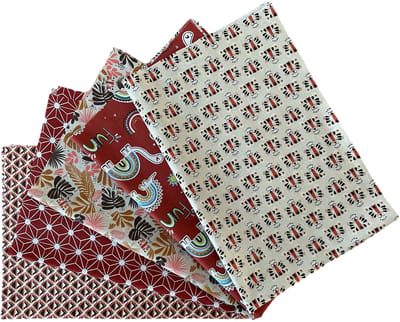 BINK Bedding - 5 lapjes - 100% katoen - Quilt Patchwork - Rouge - 60 x 40 cm - Set = 5 lapjes stof - hobby - creatief - naaien