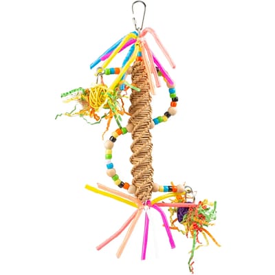Duvoplus - Speelgoed Voor Dieren - Vogel - Kleurrijke Ronde Hanger In Stro 35x20x5,5cm Meerkleurig - 1st