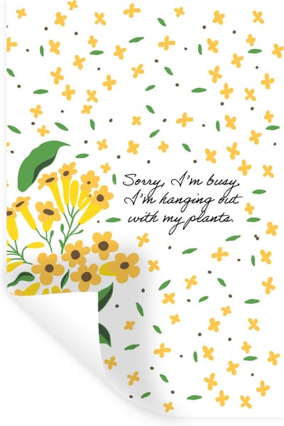 Muurstickers - Sticker Folie - Bloemen - Sorry I'm busy I'm hanging out with my plants - Spreuken - Quotes - 20x30 cm - Plakfolie - Muurstickers Kinderkamer - Zelfklevend Behang - Zelfklevend behangpapier - Stickerfolie