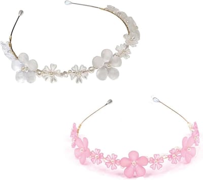 2 Stuks Bloemendiaademen Set - Bruiloft, Feest en Verjaardag Haaraccessoires voor Dames en Meisjes