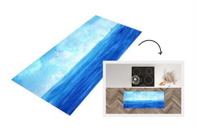 Keukenloper - Loper keuken - Zee - Waterverf - Lucht - 120x50 cm - Keukenloper vinyl