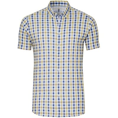 Desoto Overhemd Allover Multi Check Short Sleeve Blauw-Geel / male