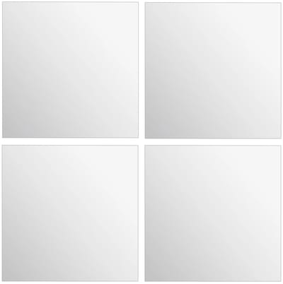 5Five Plak spiegels tegels - 4x stuks - glas - zelfklevend - 30 x 30 cm - vierkantjes - muur/deur/wand