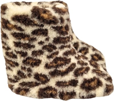 Wollen sloffen van schapenwol - heerlijk warm - hoog model met panter printje / luipaardprint - maat 36