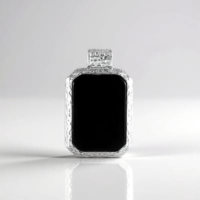 Cavill - Zilveren Hanger - 925 Sterling Zilver Gerhodineerd - Zwarte Onyx 10,1 ct Achthoekig Facet - Elegant Indiaas Edelsteen Sieraad - 35x22 mm