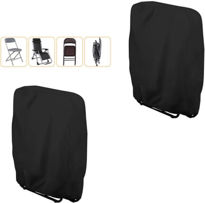 Set van 2 stuks - Regenhoes - Stofhoes - Regenhoes voor tuinmeubelen - Meubelbeschermer - Beschermhoes voor opklapbare tuinstoelen - Stof- en zwaartekrachtbestendige stoelhoes - Inclusief opbergtas - 71*20/34*110 cm - Zwart