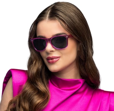 Boland - Partybril Metallic roze Roze - Volwassenen - Geen verkleedthema - Festival - Carnaval