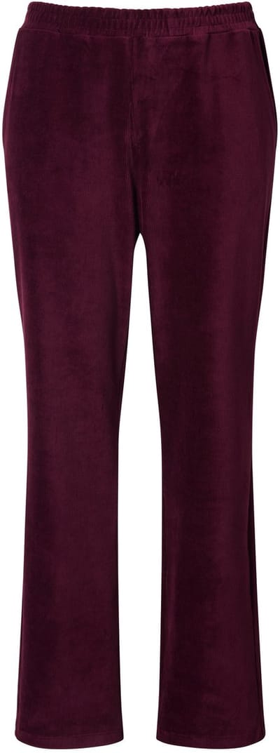 Ulla Popken - Dames - Corduroy broek Ruby rechte pijpen elastische tailleband - Pruim - Maat 58+