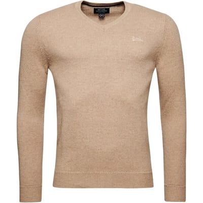 Superdry - Gebreide Essential trui met V-hals en borduursel - Heren - Sweaters