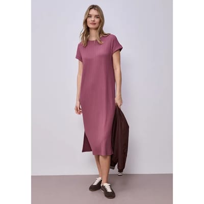Midi-jurk van geribbelde jersey
