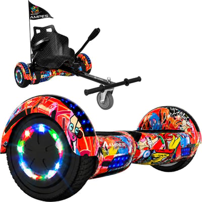 Ampes Hoverboard - Bluetooth Speaker - 24V 4.0 Ah Accu - Oxboard - 12 km/h - UL2272 Gecertificeerd - LED Verlichting - Anti lek banden - Belastbaar tot 120KG - 6.5 Inch - Inclusief Draagtas - 700W - Graffiti + Hoverkart Carbon