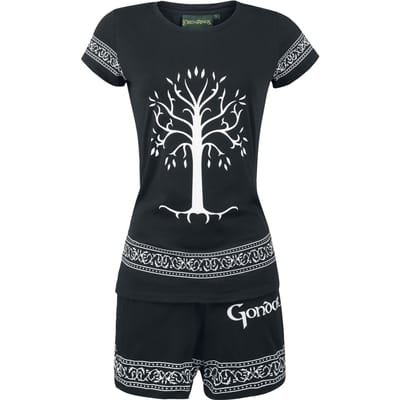 The Lord Of The Rings Pyjama - Tree Of Gondor - S tot 3XL - voor Vrouwen - zwart