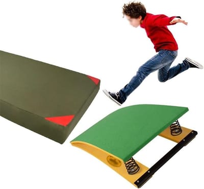 Gymnastiek Springplank - Kleine springplank Mini trampoline - Gymnastiek Oefeningen - 2 Hoge Elasticiteit Veren - 80x50x20cm - Groen
