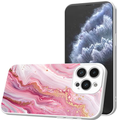 Smartphonica Telefoonhoesje Geschikt voor iPhone 11 Pro met Roze Marmer opdruk - TPU Back Cover Case Rosé Marble Design - Wit geschikt voor iPhone 11 Pro