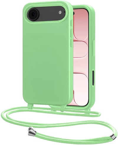 Hoes Geschikt voor iPhone Air Met Telefoonkoord - Siliconen Hoesje Backcover Met Ketting - Groen