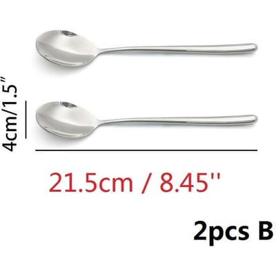 304 Roestvrij Staal Lepels Lange Steel Koreaanse Soeplepel Dinerlepel Rijst Salade Schep Koffie Roerlepel Dessert Theelepel Bestek gray