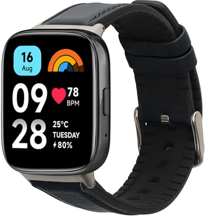 kwmobile horlogeband geschikt voor Xiaomi Redmi Watch 3 Active / Redmi Watch 3 Lite -Armband voor fitnesstracker van leer in donkerblauw