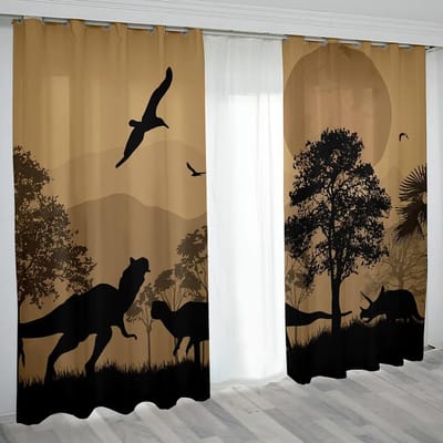 Verduisterend Gordijn Home Decor Dinosaurus Schaduwprint Kinderen Essentieel Slaapkamer Woonkamer Hoge Schaduw Gordijnen Diverse Dinosaurus Patronen W55 X H185cm X 2&HOOK