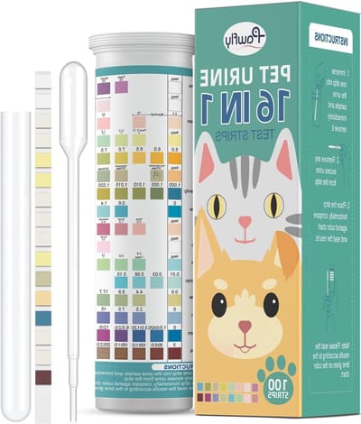 Urine Test Strips voor Katten en Honden, 100 Stuks UTI Test Kit voor 16 Parameters, Veterinaire Test voor Ketonen, Glucose, Bloed en pH Waarden