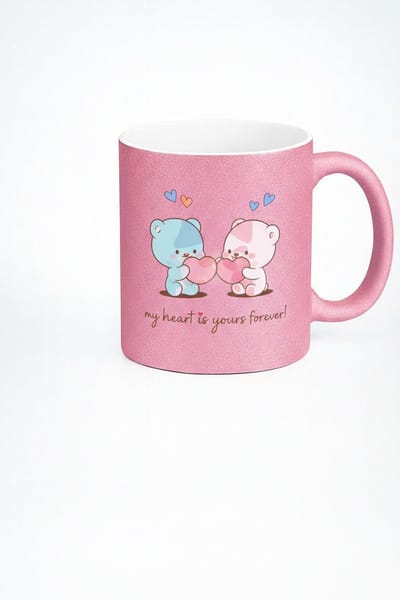 Glitter Roze Liefdesmok met Beren en Harten - 'My Heart is Yours Forever' - Romantisch Valentijn Cadeau