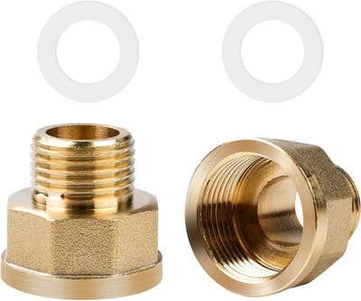 Verkrijgbaar: 2 Stuks Reducer Adapter 1/2 Inch Buiten x 3/4 Inch Binnen, Messing met Rubberafdichting voor Industrie, Commercieel en Huishoudelijk Gebruik
