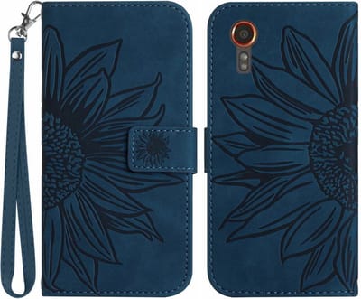 Coverup Hoesje - Geschikt voor Samsung Galaxy Xcover 7 Hoesje - Coverup Zonnebloem Book Case met Koord - Blauw
