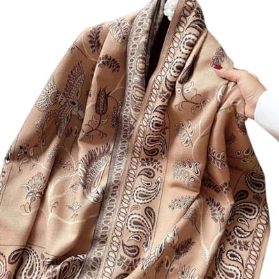 Dames Sjaal - Winter Turban - Warm Blijven - Bloemen Geweven - 70x200 cm - Bloemenpatroon