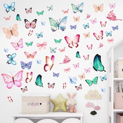 Dailygoods- Wandtattoo Vlinder - Zelfklevende Muurstickers - Nachtlampje Roze - Kinderen/Slaapkamer - Waterdicht - Creatieve Vrijheid (30 x 20 cm) - Muursticker