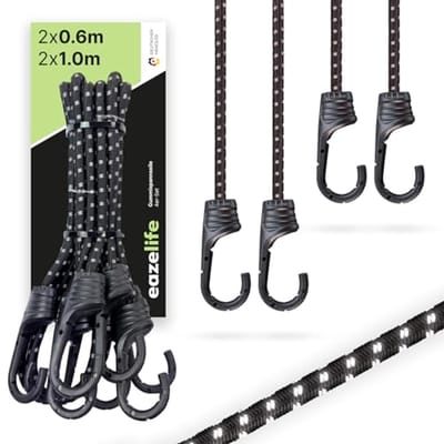 Set van 4 reflecterende spanbanden met metalen haken - 60 en 100 cm voor auto en fiets