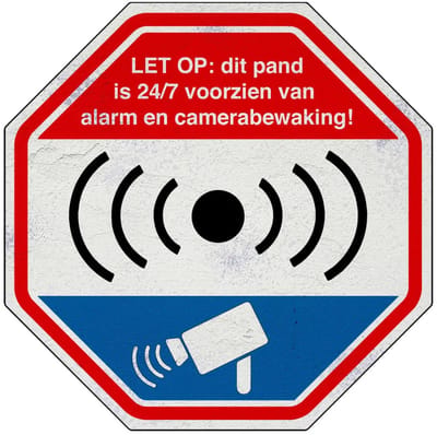 Alarm met camerabewaking pand bord | Sign Again materiaal | 10 cm