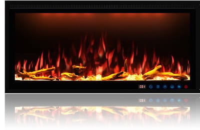 Comfortable at Home, Ghiffa 90, Elektrische sfeerhaard breedte 91cm, LED-techniek voor natuurlijk vlameffect, Schakelbare verwarming 750/1500W, Inbouw, Wandmontage, Cinewall, Inbouwdiepte slechts 17cm, Timer, Afstandsbediening, App en Stembediening