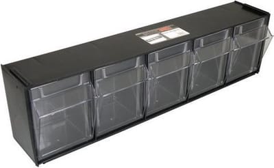 Stockbox Wandbakjes 5 bakjes op rij klapbakjes - Zwart