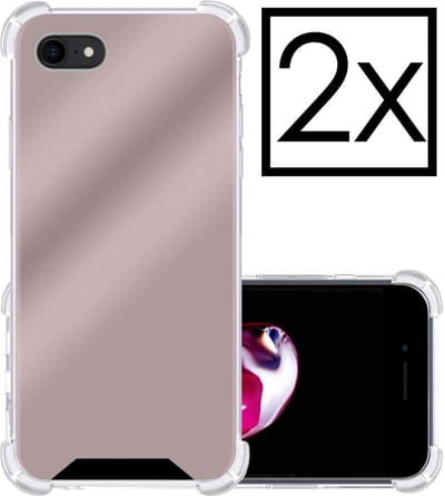 Hoesje - 2 Stuks - Geschikt voor Apple iPhone 7 - Sterk & Shockproof - Siliconen Case - Back Cover - Telefoon Hoes Shock Proof - Rosé goud