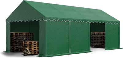 Opslagtent 4x8 m beschutting met PVC zeil 700 N waterdicht donkergroen