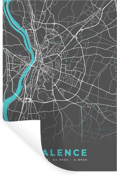 Muurstickers - Sticker Folie - Valence - Frankrijk - Stadskaart - Kaart - Plattegrond - 20x30 cm - Plakfolie - Muurstickers Kinderkamer - Zelfklevend Behang - Zelfklevend behangpapier - Stickerfolie
