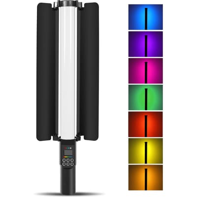 Handheld RGB-lichtbuis LED-videolamp met barndoor 3000K-6500K dimbaar 18 lichteffecten