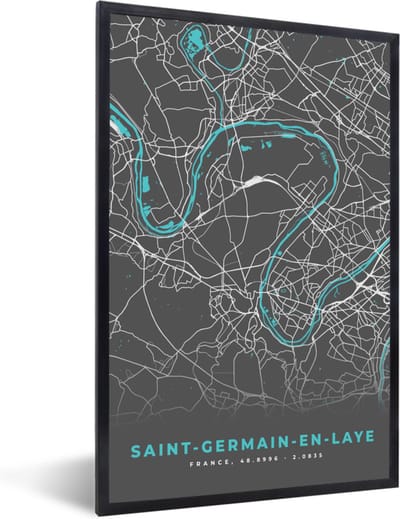 Fotolijst incl. Poster - Saint-Germain-en-Laye - Stadskaart - Kaart - Plattegrond - Frankrijk - 40x60 cm - Posterlijst