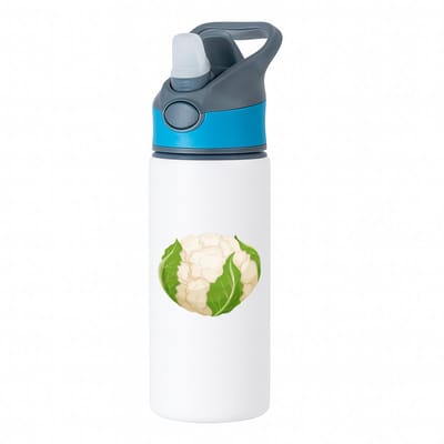 Hacebo® - bloemkool waterfles met rietje blauw - Groente - groente liefhebbers - Kool - gezond eten - water fles - 650ML