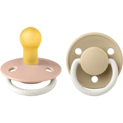 BIBS De Lux 2 Pack Latex Maat 1 Blush Gloed/Vanille Gloed 2 st