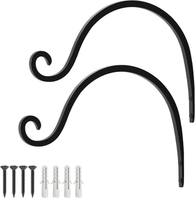 Set van 2 Hangende Plantenhouders van 20 cm met Plafondhaken voor Binnen en Buiten, Ideaal voor Plantenbakken, Vogelvoeders en Windgongen, Zwart