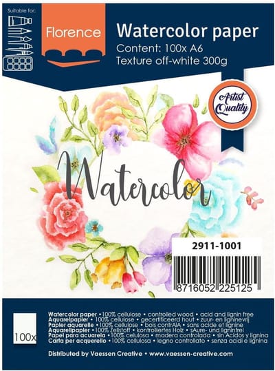Aquarelpapier - Off White - A6 - 300 grams - Lichte Structuur - Texture - Florence - 100 vellen