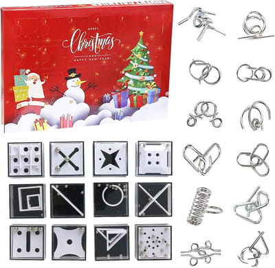 Adventskalender 2022 met 24 Geduldsspellen, Mini Breinspelletjes en 3D Speelgoed voor Kinderen, Bevorder Concentratie en Verminder Stress