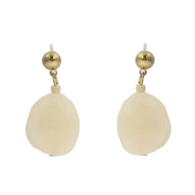 Behave - Goudkleurige Oorhangers met Witte Steen - Nikkelvrij - Handgemaakt - Stijlvolle Mode Accessoires