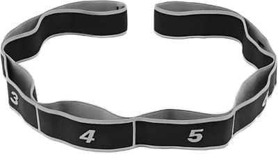 yogaband met 8 lussen voor rekken, weerstandsband voor pilates, fitness en ritmische gymnastiek, verstelbare yoga-riem voor flexibiliteitstraining, grijs