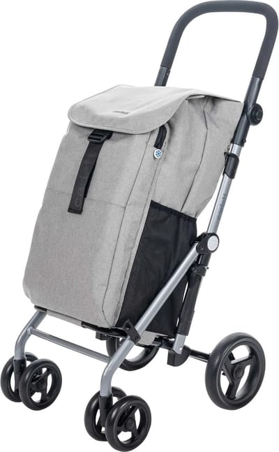 Carlett Classic Duo Boodschappentrolley - Tasinhoud 53L - Koelvak 10L - 4 wielen - Lichtgewicht - Opvouwbaar - Grijs