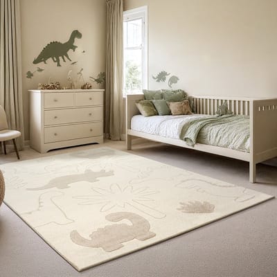 the carpet Elisa Kids Tapijt voor de kinderkamer, kindertapijt, speeltapijt, onderhoudsvriendelijk, slijtvast, Crème, 160 x 220