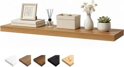 Eikenhouten Wandplanken 100 x 23,5 x 3,8 cm - Zwevende Plank met Onzichtbare Steunen voor Slaapkamer, Woonkamer en Keuken, Ideaal voor Decoratie en Opslag