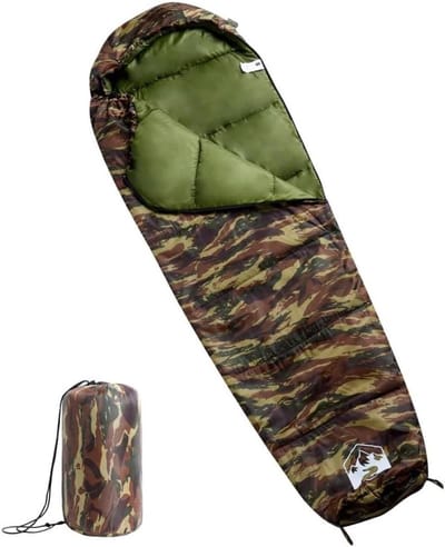 Mummieslaapzak Volwassenen - Kampeerslaapzak Outdoor - Kamperen Wandelen - Waterbestendig Ademend - 180 x 63 cm - Camouflage