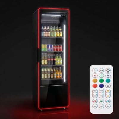 GGM Gastro Getränkekühlschrank - 560 Liter - rahmenloses Design - mit 1 Glastür & farbigem LED-Licht